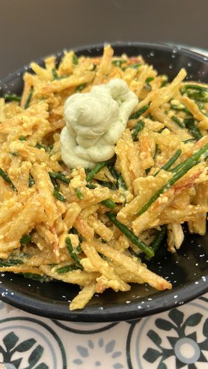 Sarten de revuelto de algas frescas Salicornia   at La Veganesa in Cadiz