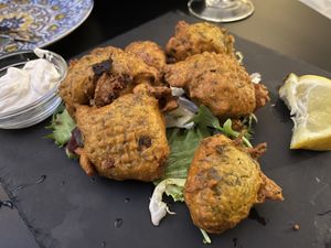 Fresh seaweed fritters from the bay of Cádiz and soy ali-oli.  at La Veganesa in Cadiz