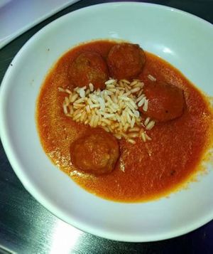 Soy meatloaf with homemade tomato sauce at La Veganesa in Cadiz