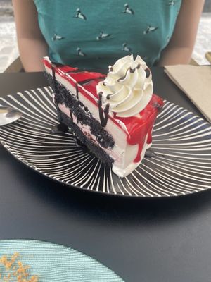 Chocolate and strawberry cake- very weird  at La Veganesa in Cadiz