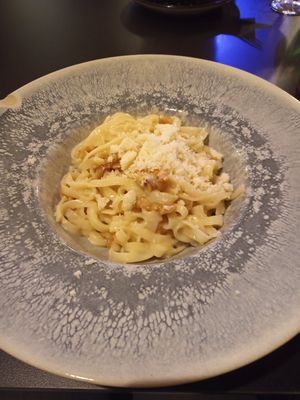 Pasta de Arroz con queso azul at La Veganesa in Cadiz
