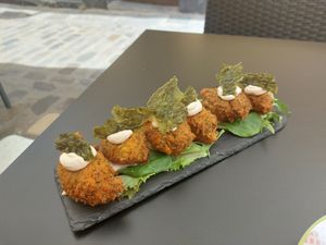Seaweed fritters - so good! at La Veganesa in Cadiz