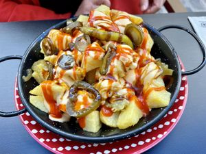 Deviled potatoes   at La Veganesa in Cadiz