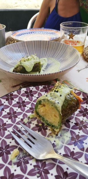 Pimientos rellenos de tortilla at La Veganesa in Cadiz
