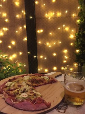 Pizza and beer=❤️ at La Veganesa in Cadiz