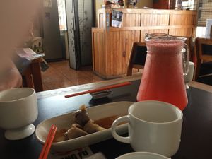 Gyoza and strawberry-lime refreshment at Kung Fu Cuisine in San Jose