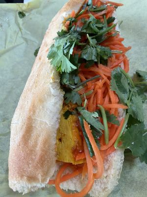 Curry Tofu is soooooo yummy.  Get without mayo to make it Vegan 😋  at Baguette in Corvallis