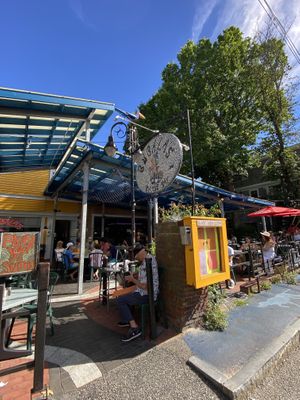 Entry outdoor seating  at Bubala's by the Bay in Provincetown