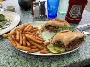 Impossible burger a few bites in    at Bubala's by the Bay in Provincetown