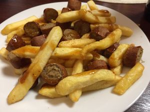 Currywurst und Pommes at Baran Restaurant in Fulda