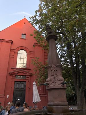 The terrace of the restaurant at Adelhaus in Freiburg