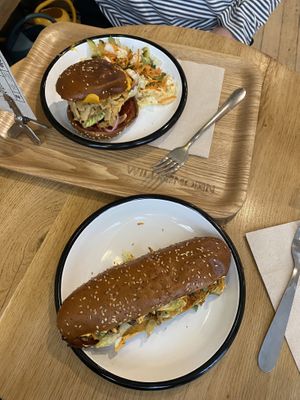 Vegan bbq cheddar burger and bahn mi sandwich  at Wild & The Moon - Wild Lab Gravilliers in Paris