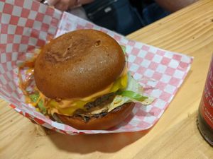 Vegan cheeseburger at Mooshies in East London