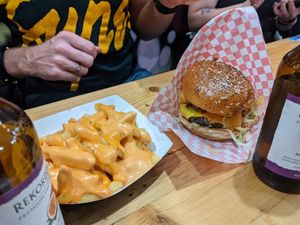 Loaded fries and vegan burger at Mooshies in East London