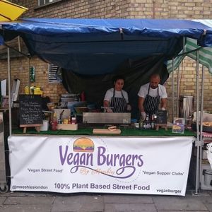 Mooshies' vegan burger stall at Mooshies in East London