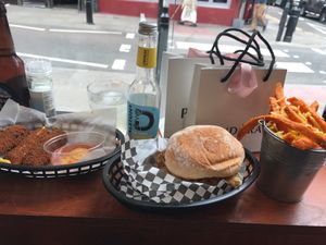 Yummy pulled jackfruit burger at Mooshies in East London