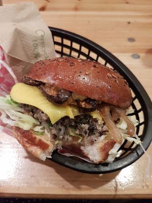 No Beef Burger at Mooshies in East London