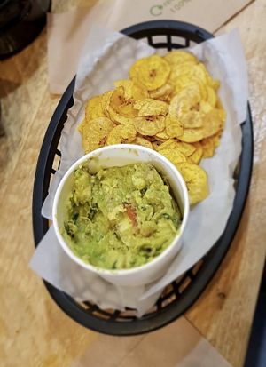 Guacamole and plantain chips at Mooshies in East London