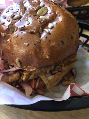 Jackfruit BBQ sandwich  at Mooshies in East London