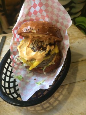 Burger at Mooshies in East London