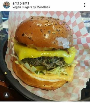 What's Your Beef Burger (Quinoa and Blackbean Patty) at Mooshies in East London