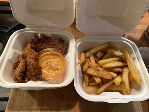 Portions were huge. Leftovers for later! at Mooshies in East London