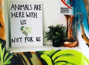 Beautiful vegan artwork 💚 at Mooshies in East London