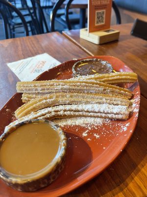 6 Churros with vegan biscoff and vegan chocolate dip  at San Churro in Wantirna South
