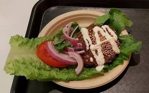 raw, vegan burger at True Earth Juicery & Vegan Cafe in North Hollywood