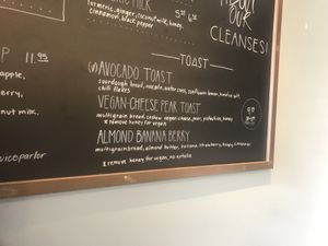 Part of menu at True Earth Juicery & Vegan Cafe in North Hollywood