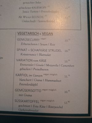 Menu 2024 at Karlwirt in Perchtoldsdorf