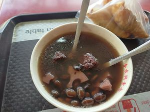 Black bean with lotus root soup..yummy! at Hup Seng Heng Vegetarian in West Singapore