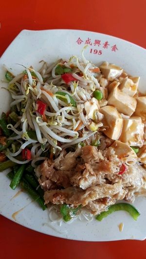 Cai Png w Beansprouts, Tofu and Beancurd Skin in gravy at Hup Seng Heng Vegetarian in West Singapore