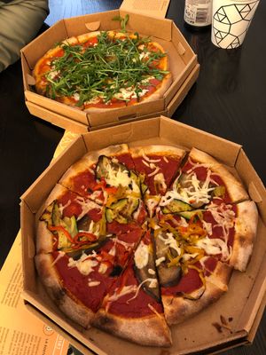 Vegan pizzas  at Bella&Brava in Venice
