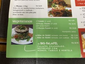 Vegetarian Falafel options   at Seu Chalita in Sao Paulo