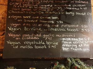 Vegan starters at The Golden Heart Inn in Gloucester