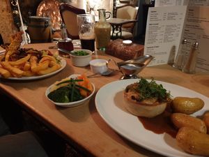 Main courses at The Golden Heart Inn in Gloucester