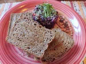 Smoked tofu and tomato panini at Lahodnosti in Poprad
