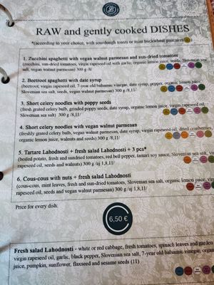 Menu at Lahodnosti in Poprad