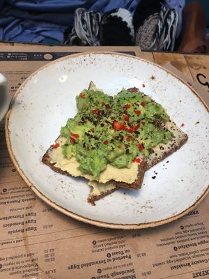 Avocado and hummus toast at Boston Tea Party in Cheltenham