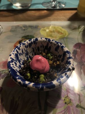 Assaggio di insalata di quinoa e maionese  at Sementis in Pietrasanta