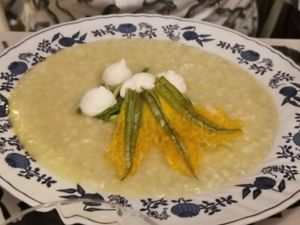 Zitronen Zucchini Risotto mit Maccadamia Käse at Sementis in Pietrasanta