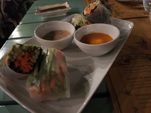 Raw veggie rolls at Sementis in Pietrasanta