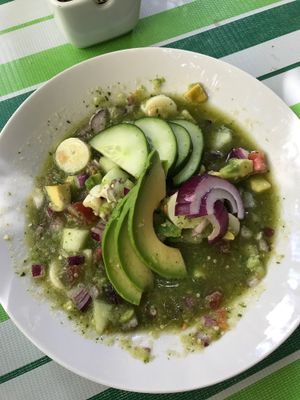 Aguachile de palmitos at Avocado Vegetariano - Centro in Merida