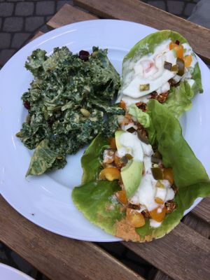 mary kale salad and tacos at Raw Eatery & Market in Calgary