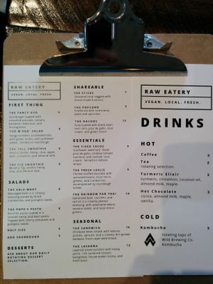 menu at Raw Eatery & Market in Calgary