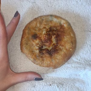 Carrot pastie, hand for scale lol at Blissful Station in Box Hill