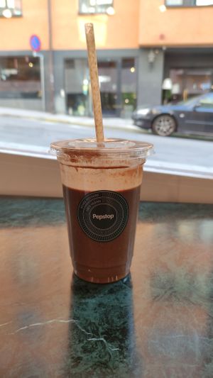 Banana and chocolate smoothie at Pepstop - Riddargatan in Stockholm