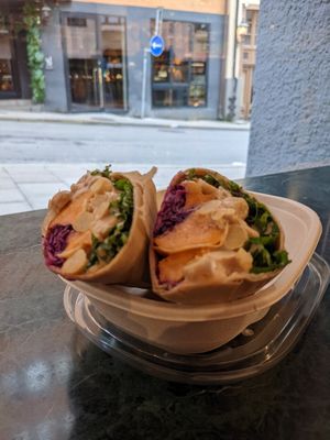 Sweet potato and chickpea wrap at Pepstop - Riddargatan in Stockholm