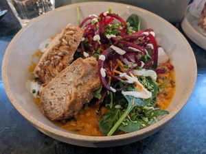 Hot lentil dish at Pepstop - Riddargatan in Stockholm